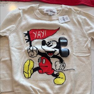 GAP Cream and Red Mickey Mouse Kids Sweater